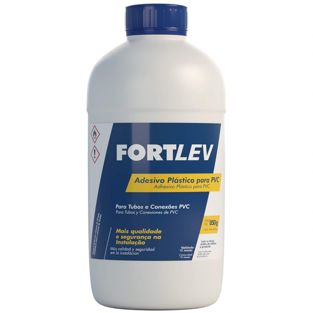 Adesivo PVC Cola Cano PVC Frasco com Pincel 850g Fortlev