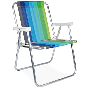 Cadeira de Praia Piscina Alta Confort Alumínio Dobrável Cores Mor