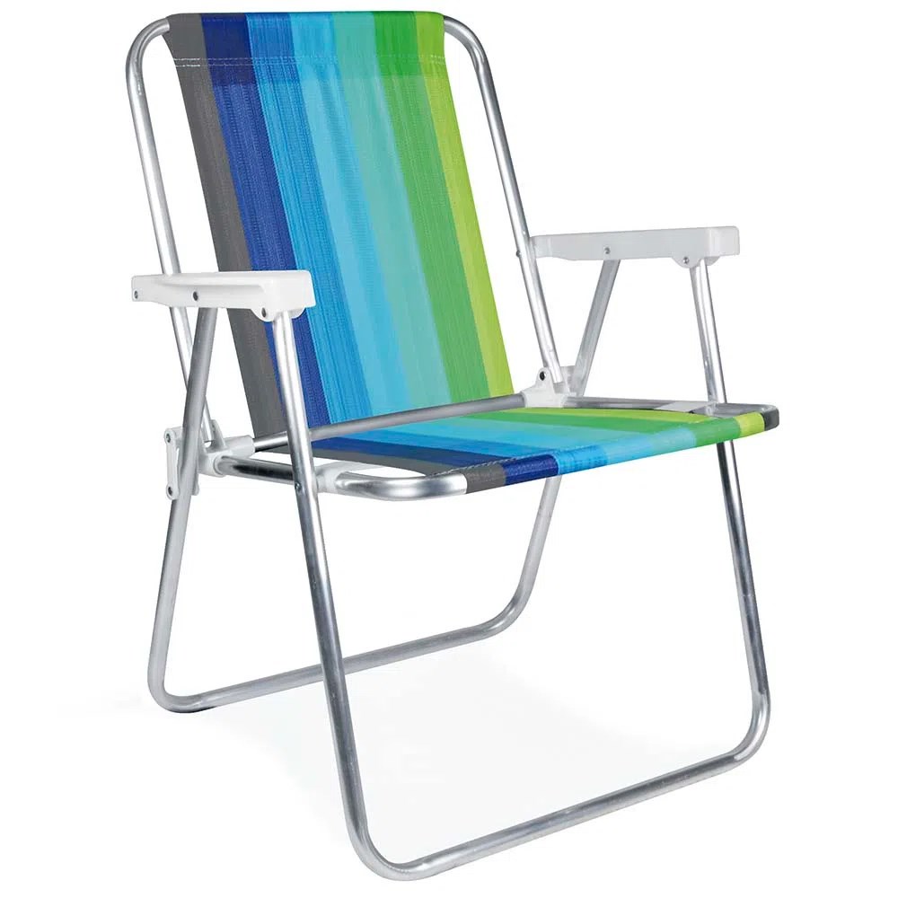 Cadeira de Praia Piscina Alta Confort Alumínio Dobrável Cores Mor