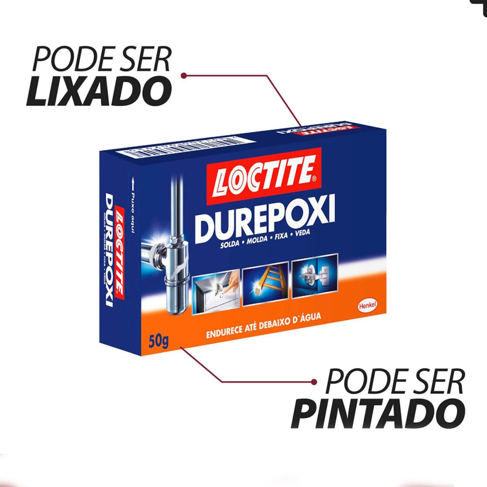 Caixa 12 unid Durepoxi Cinza Pequeno Loctite 50g Henkel