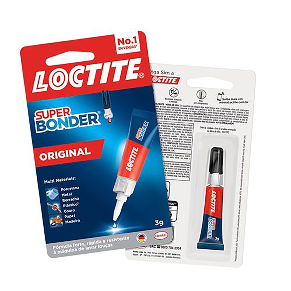 Caixa 24 unid Cola Instantânea Super Bonder 3g Loctite Henkel