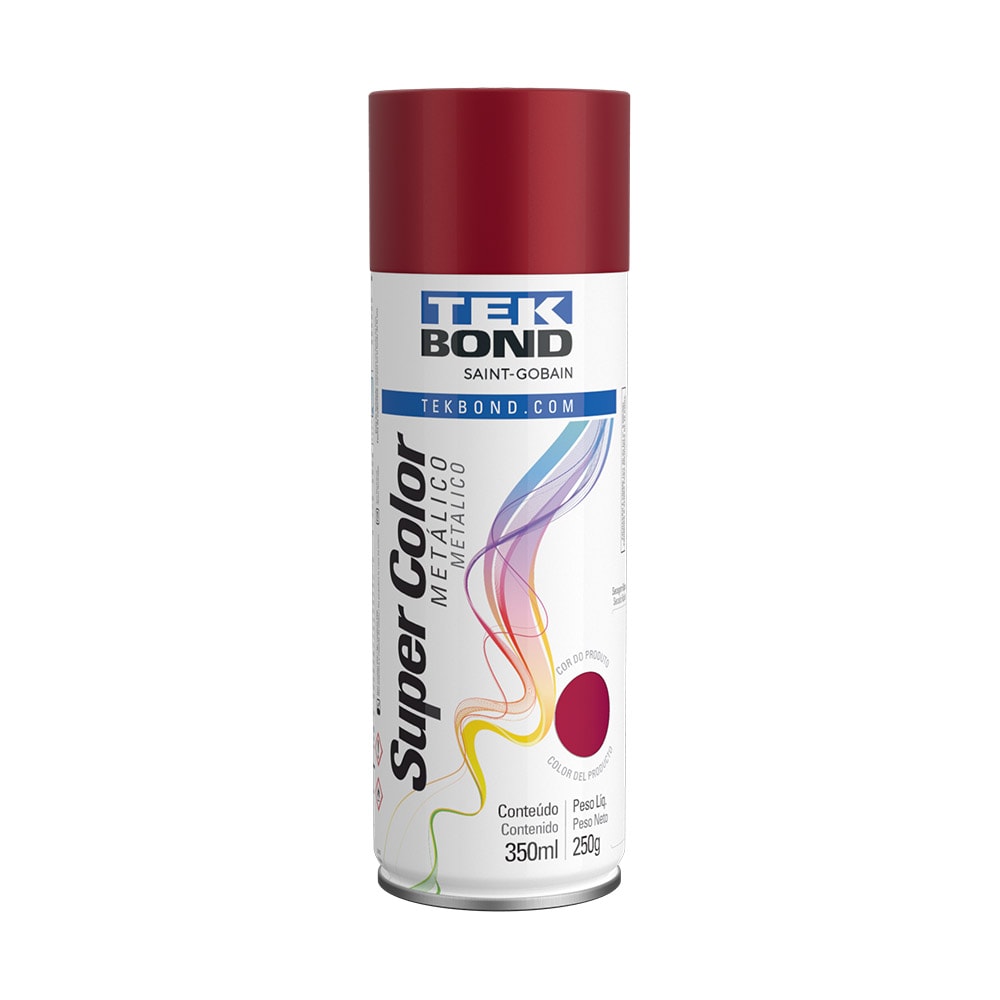 Caixa 6 Unidades de Tinta Spray Metálica 350ml Tekbond