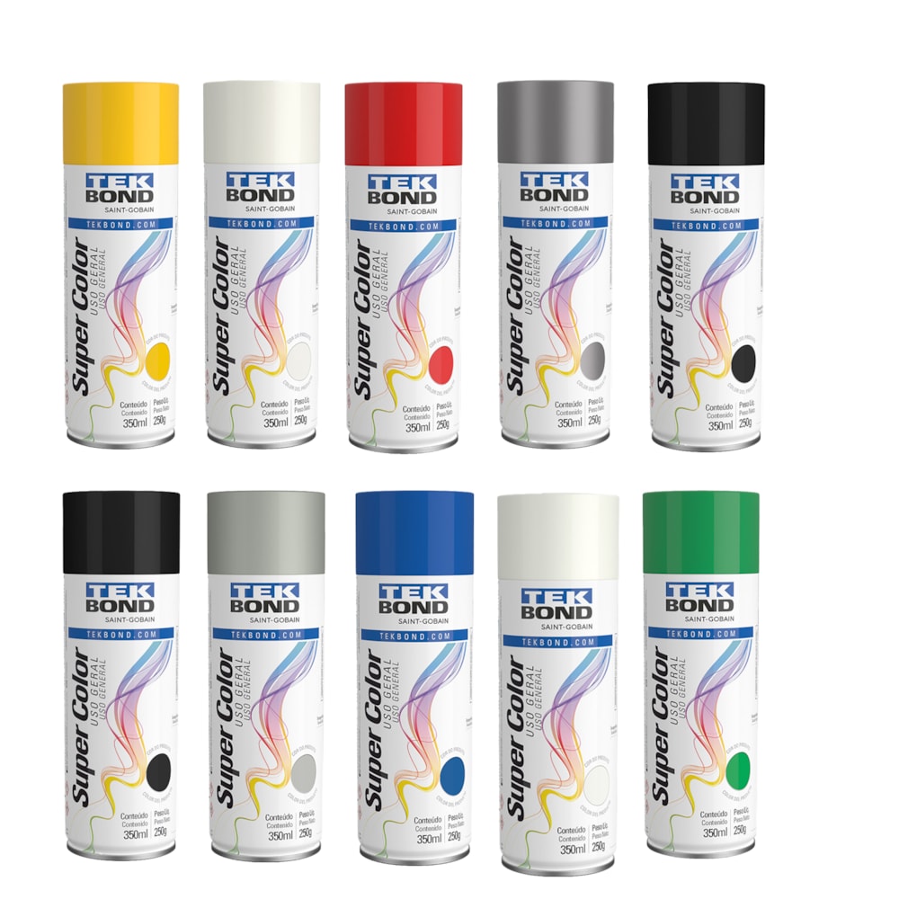 Caixa 6 Unidades Tinta Spray Uso Geral 350ml Tekbond