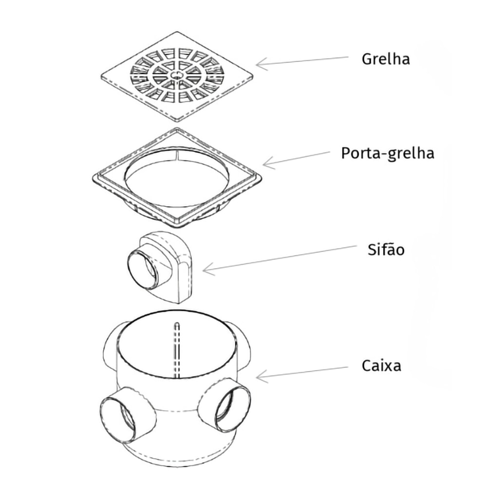 Caixa Sifonada 100x100x40mm Quadrada Herc