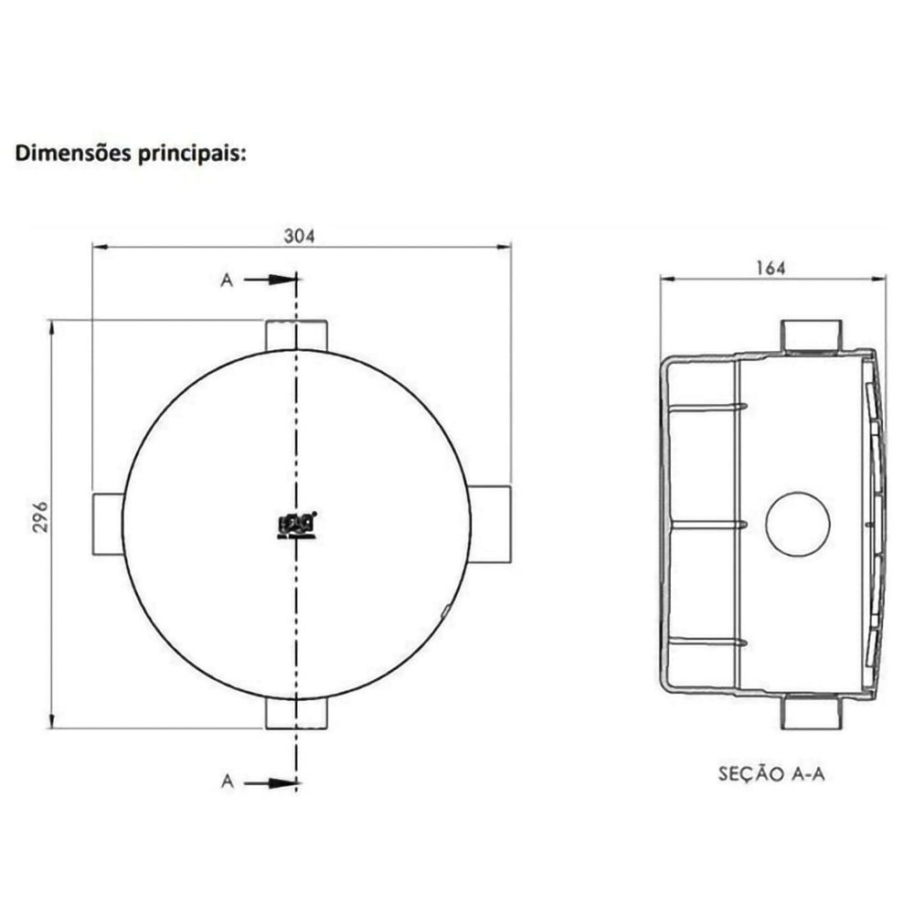 Caixa Sifonada 250x150x75mm Redonda Herc