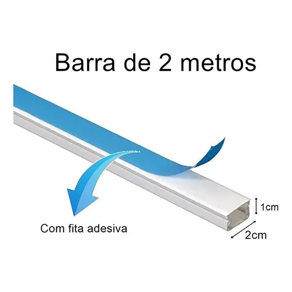 Canaleta com Divisória 20x10x2000mm Dupla Face Branca Ilumi