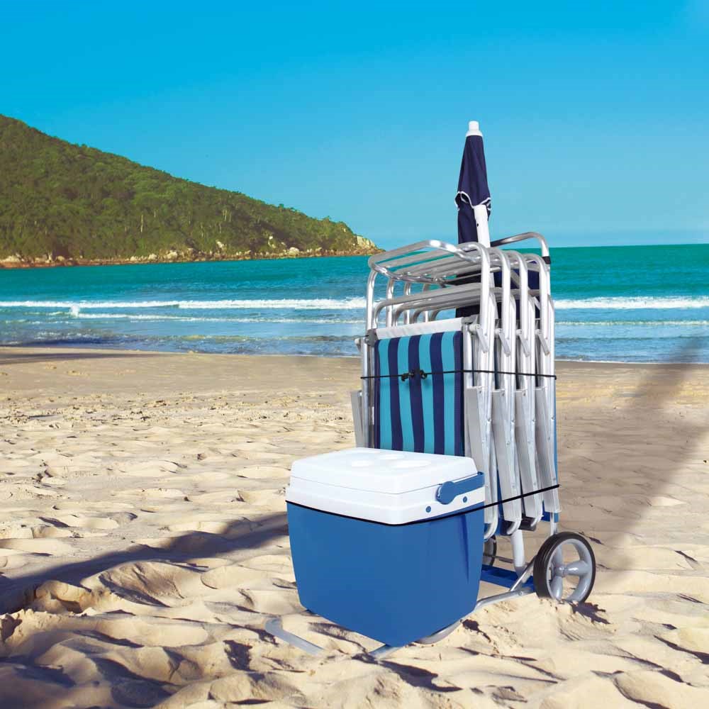 Carrinho de Praia com Avanço p/ Cadeiras e Caixa Térmica Mor