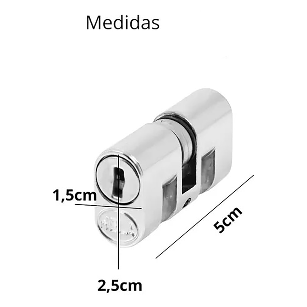 Cilindro Miolo de Fechadura Monobloco Acetinado Hela