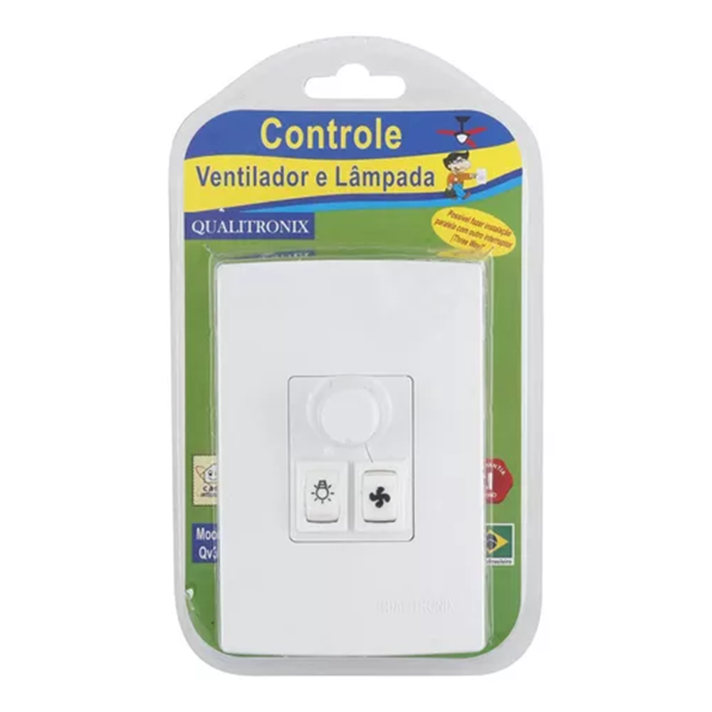 Controle Para Ventilador E 1 Luz Rotativo Qv371 Qualitronix