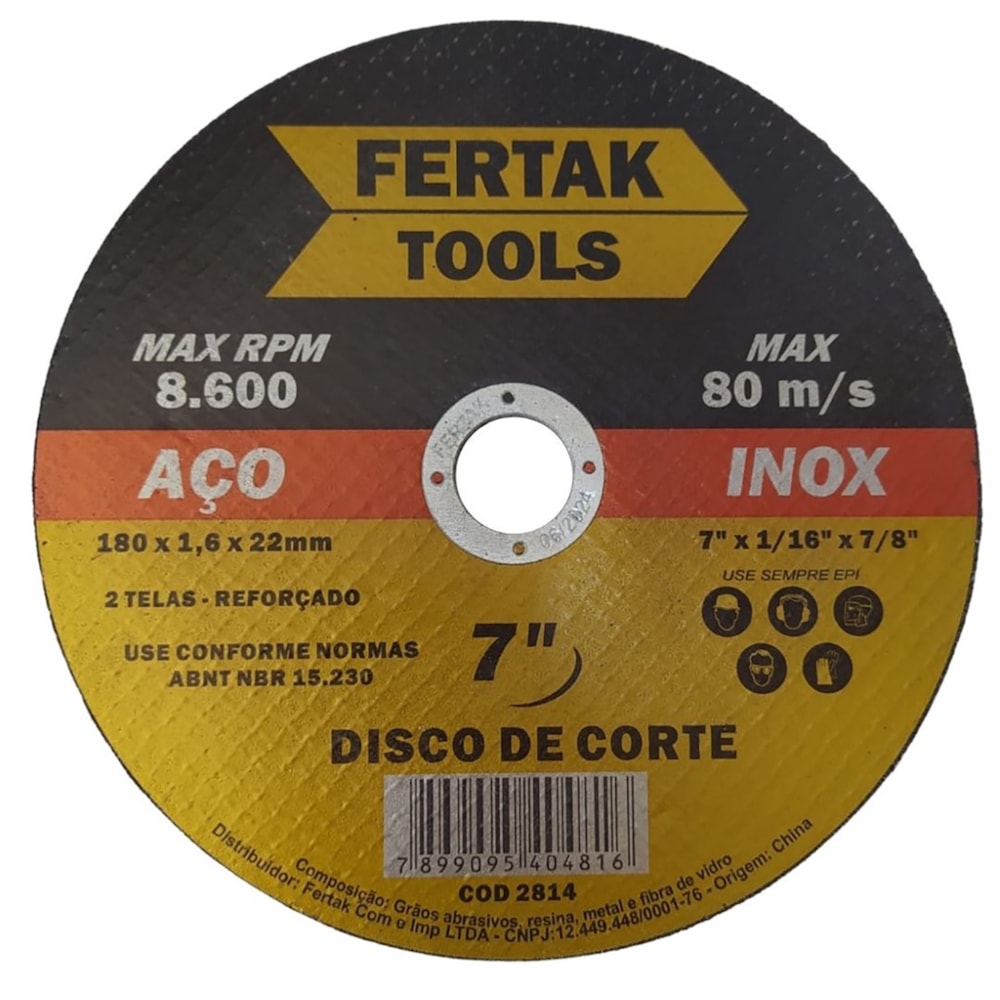 Disco de Corte Inox 7" Fertak