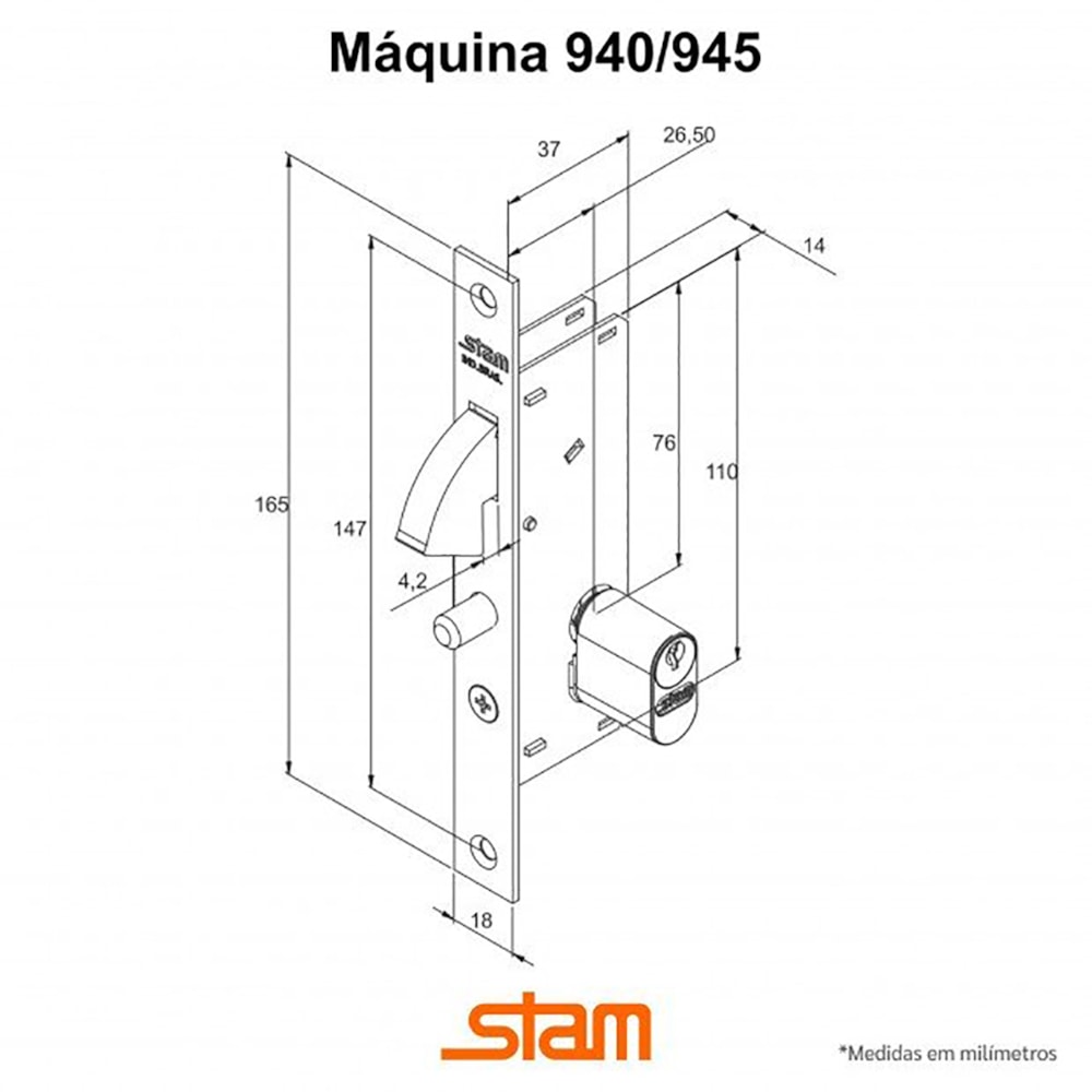 Fechadura Bico Papagaio Correr Inox 940 40mm Stam