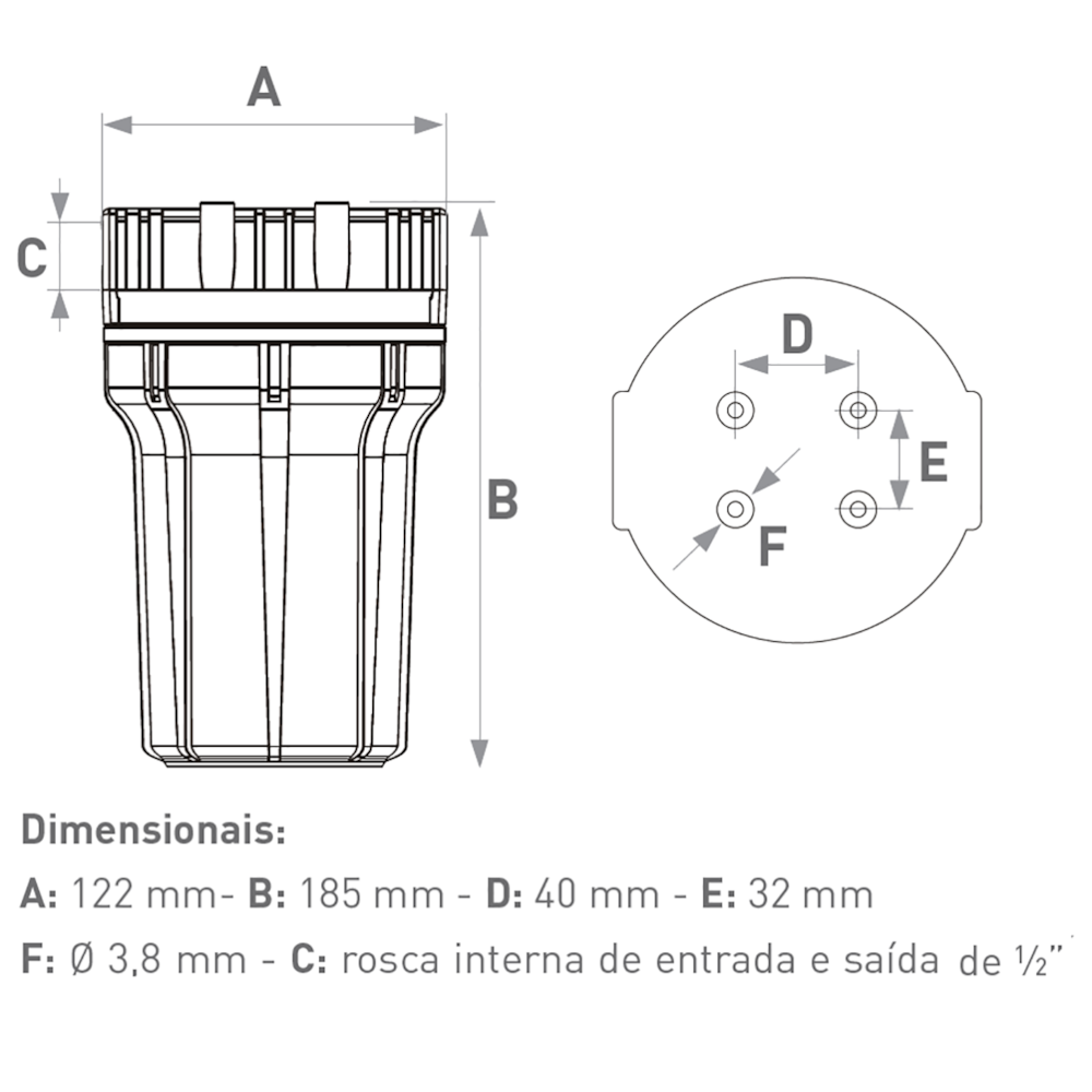 Filtro de Água Hidrofiltros Clor 5" Removedor de Cloro