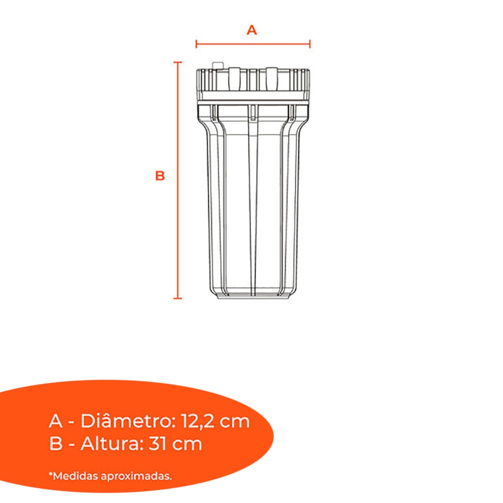 Filtro Declorador de Agua 9.3/4 Branco Hidrofiltros Residencial Anti-cloro