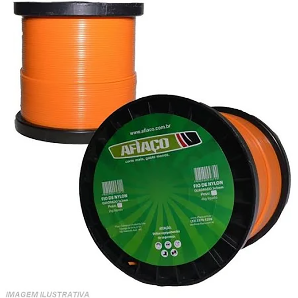 Fio De Nylon Quadrado 3mm Laranja Bobina Com 2kg Afiaço