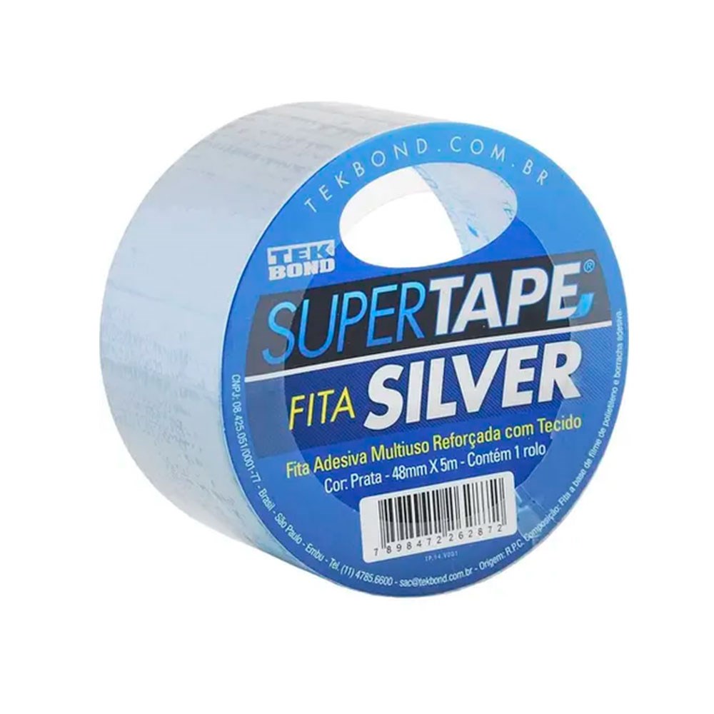 Fita Adesiva Extra Forte Silver Tape 48mm com 5 metros Prata