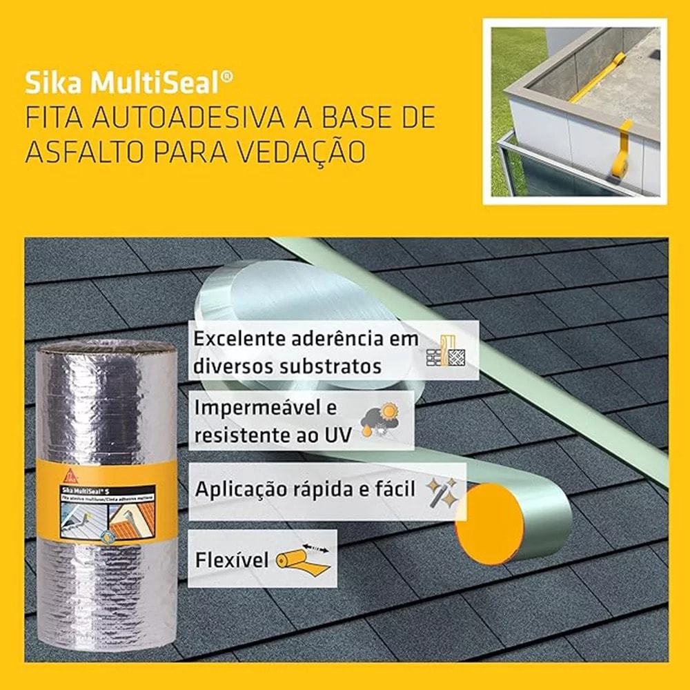 Fita Aluminizada Multiuso Sikaseal-423 Rolo 30cmX10m Espessura 0.60mm Sika