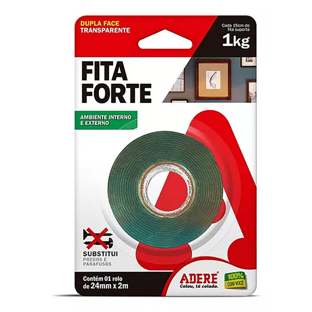 Fita Dupla Face 24mm Transparente 2 Metros Adere