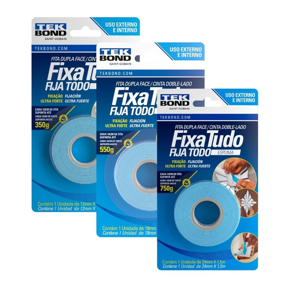 Fita Dupla Face De Espuma 12mm 350g Tekbond