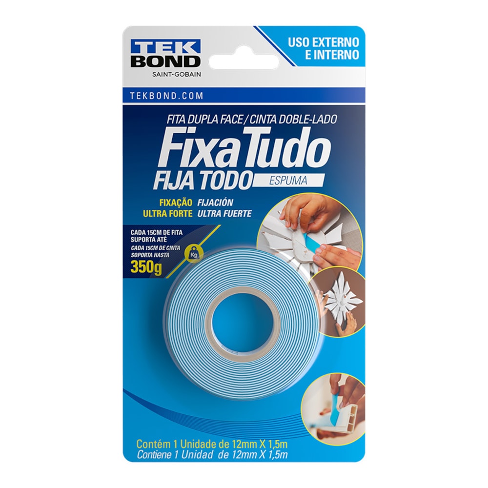 Fita Dupla Face De Espuma 12mm 350g Tekbond