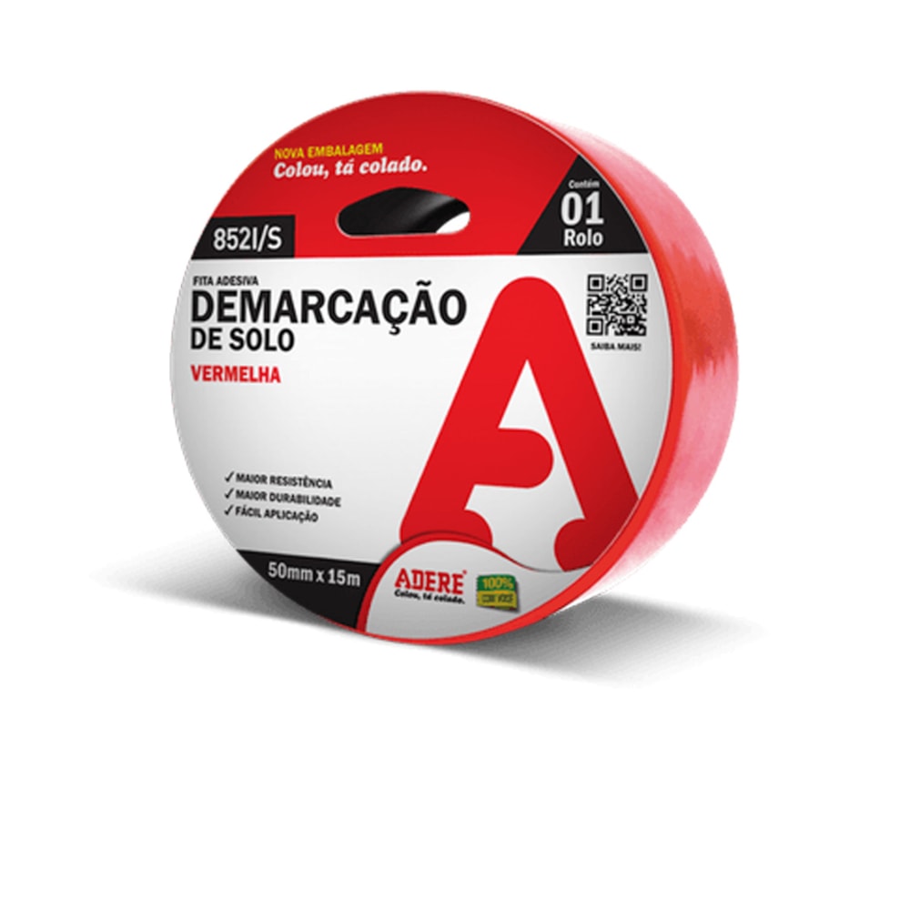 Fita Para Demarcação De Solo Vermelha 15m x 50mm Adere