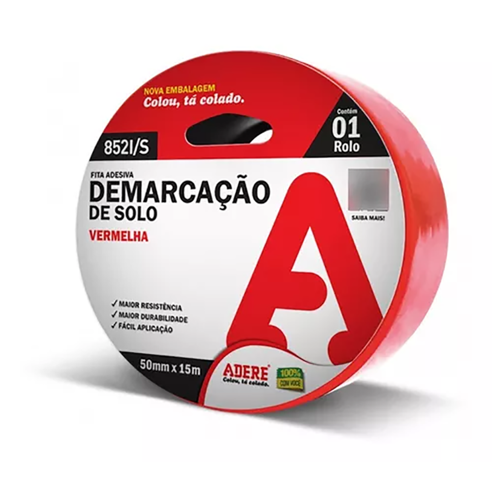 Fita Para Demarcação De Solo Vermelha 15m x 50mm Adere