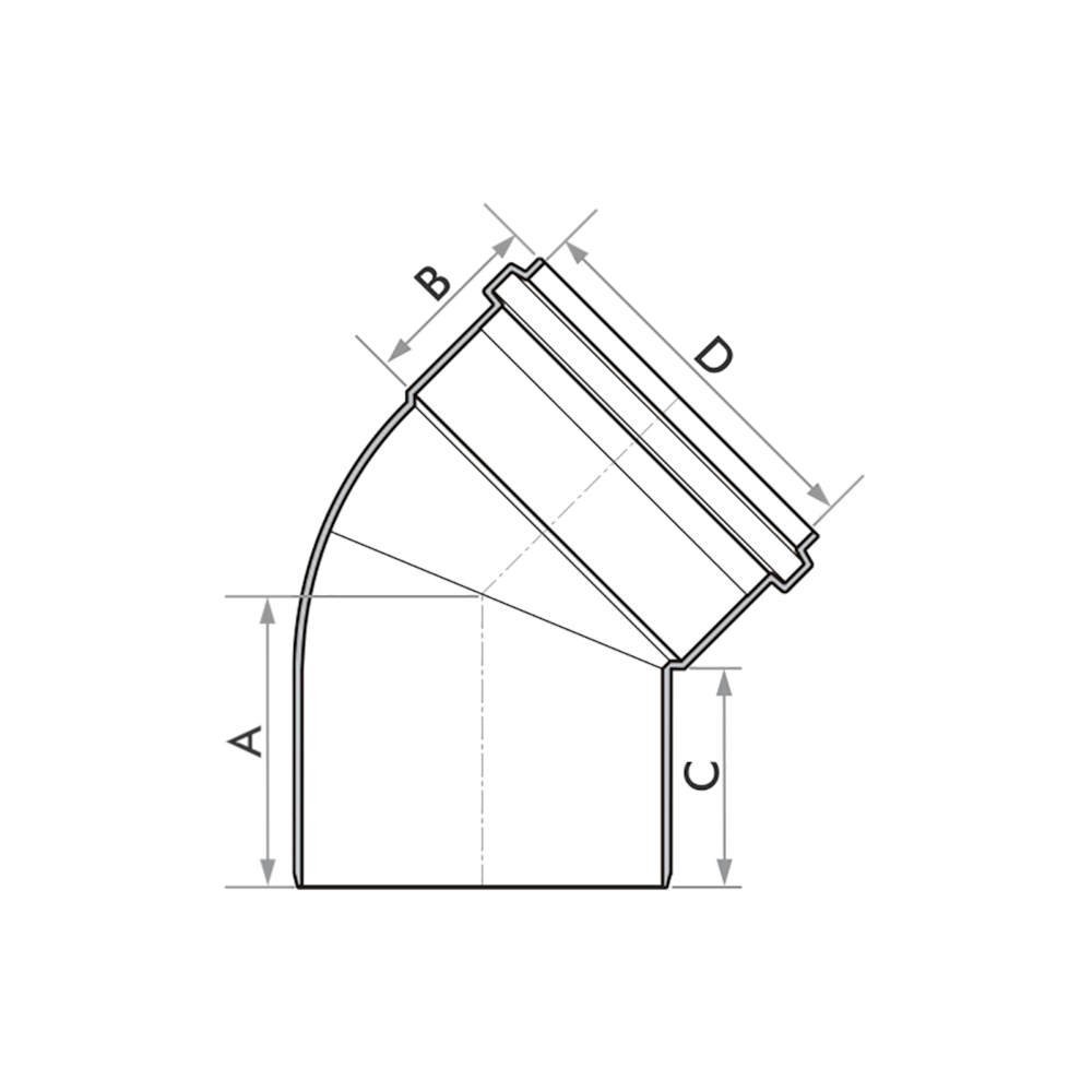 Joelho PVC 45° Para Tubo Esgoto 150mm Fortlev