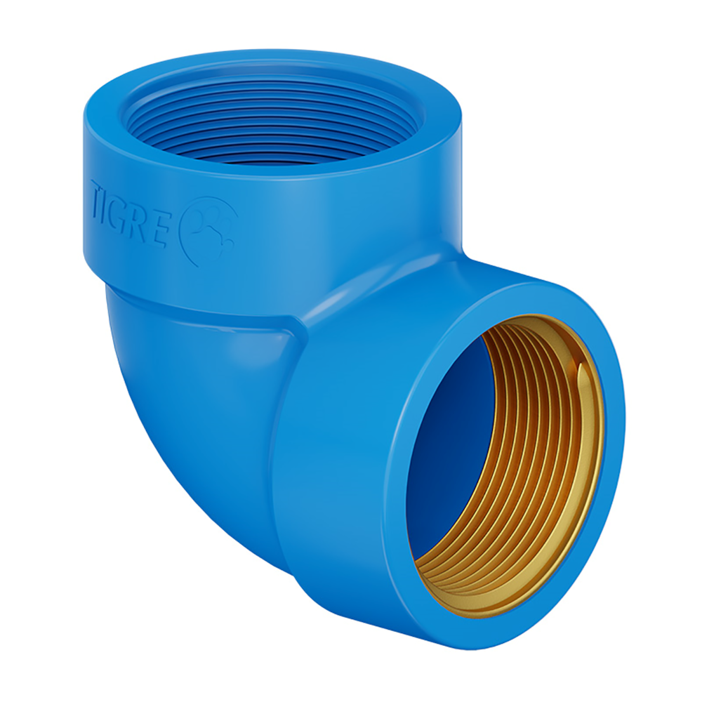 Joelho PVC 90º Roscável Azul Bucha 3/4" Tigre