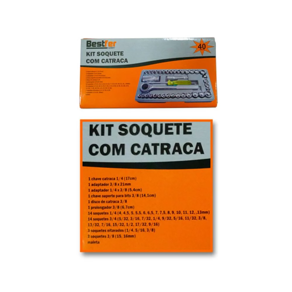 Jogo De Chave Soquetes Com Catraca 40pcs Bestfer