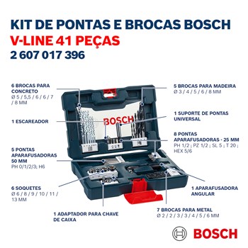 Jogo de Ferramentas Bosch V-Line com 41 peças