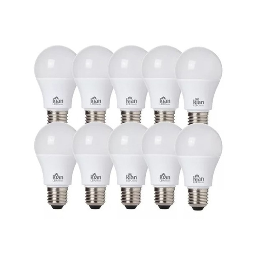 Kit 10 Lâmpadas Bulbo Led 12w Branco Frio 6500k Bivolt Kian