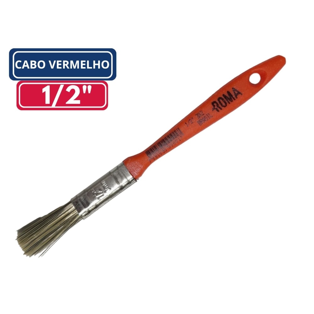 Kit 12 Trincha 1/2'' Cabo Vermelho Roma