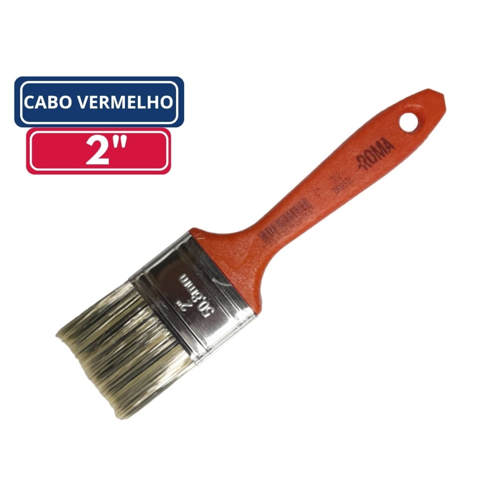 Kit 12 Trincha 2” Cabo Vermelho Roma