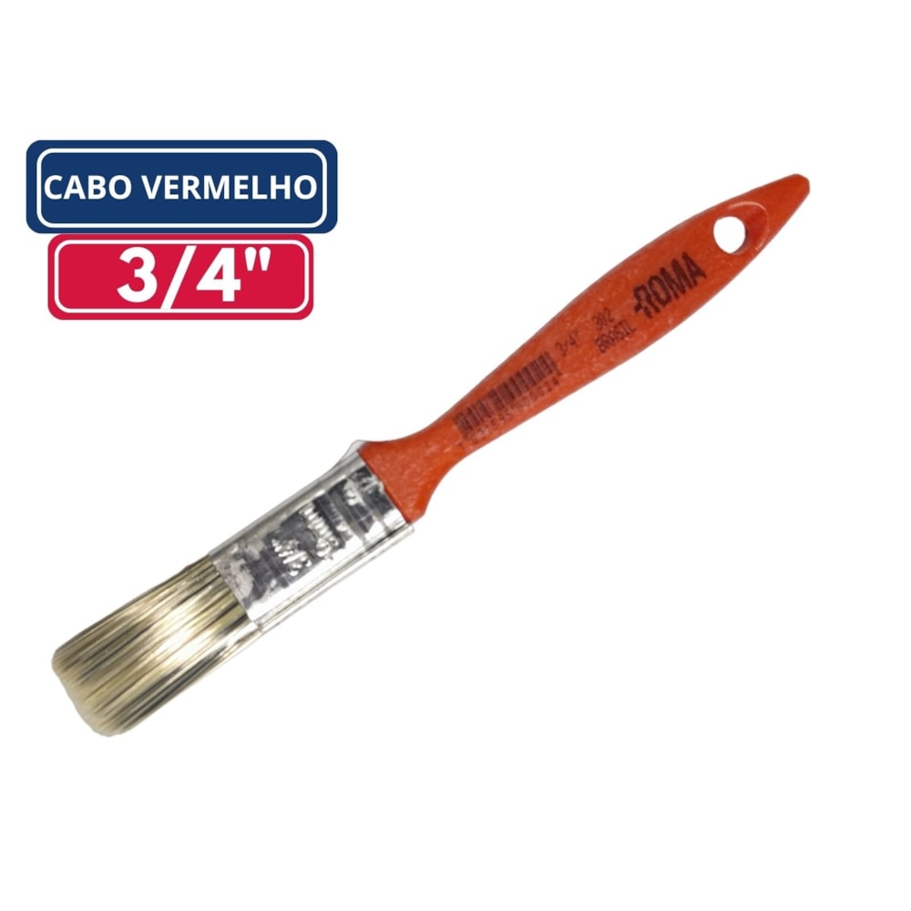 Kit 12 Trincha 3/4” Cabo Vermelho Roma