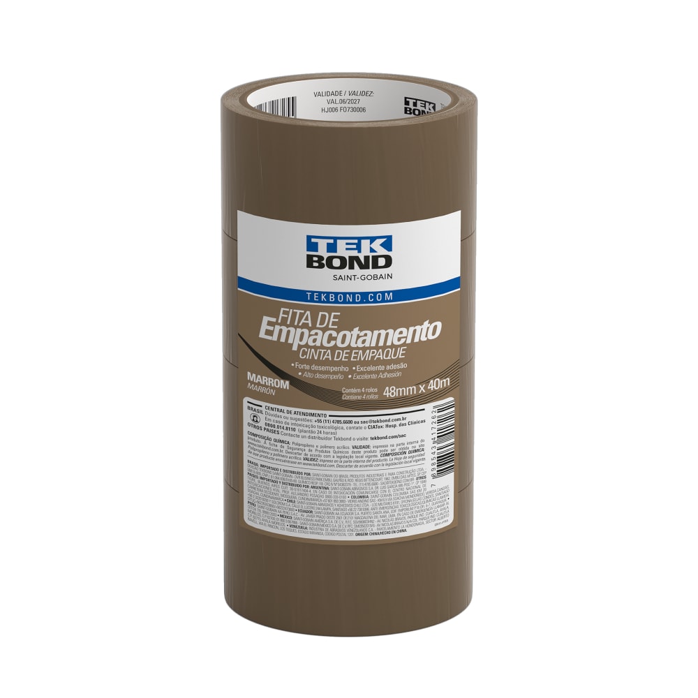 Kit 4 unidades Fita de Empacotamento 48mm x 40M Tekbond