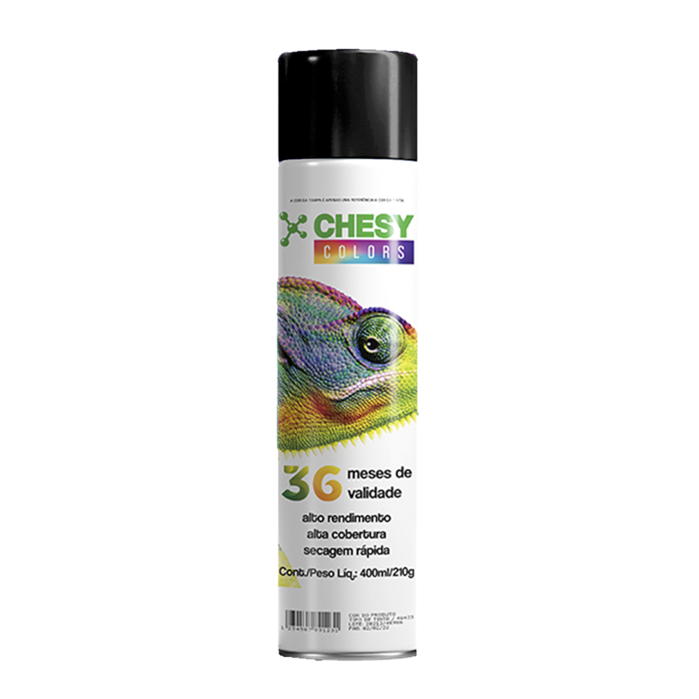 Kit 6 Lata Tinta Spray Alta Temperatura Preto Fosco 400ml Chesy