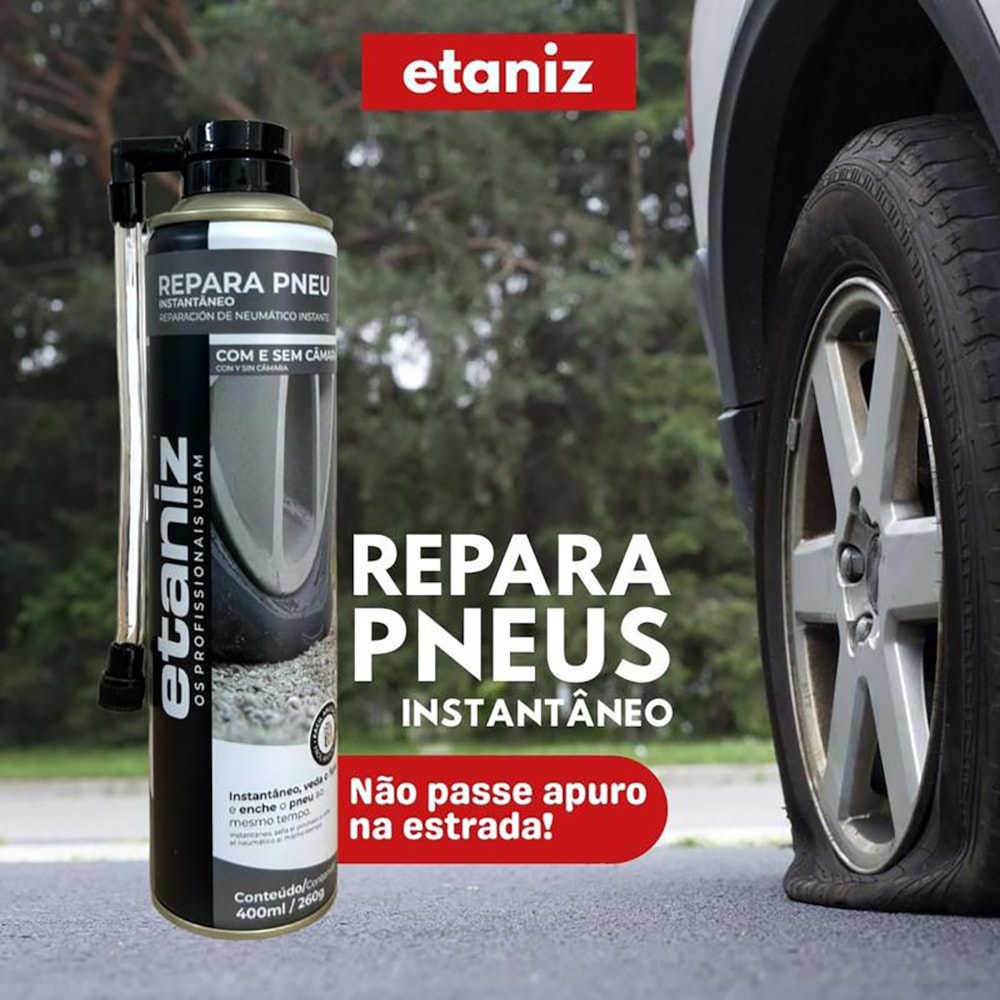 Kit 6 Latas de Reparador Remendo de Pneus 400ml Etaniz Chesy