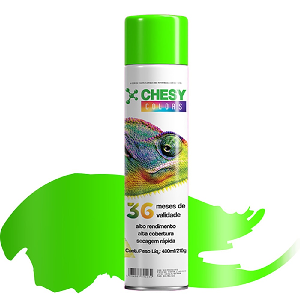 Kit 6 Latas de Tinta Spray Luminosa Verde 400ml Chesy