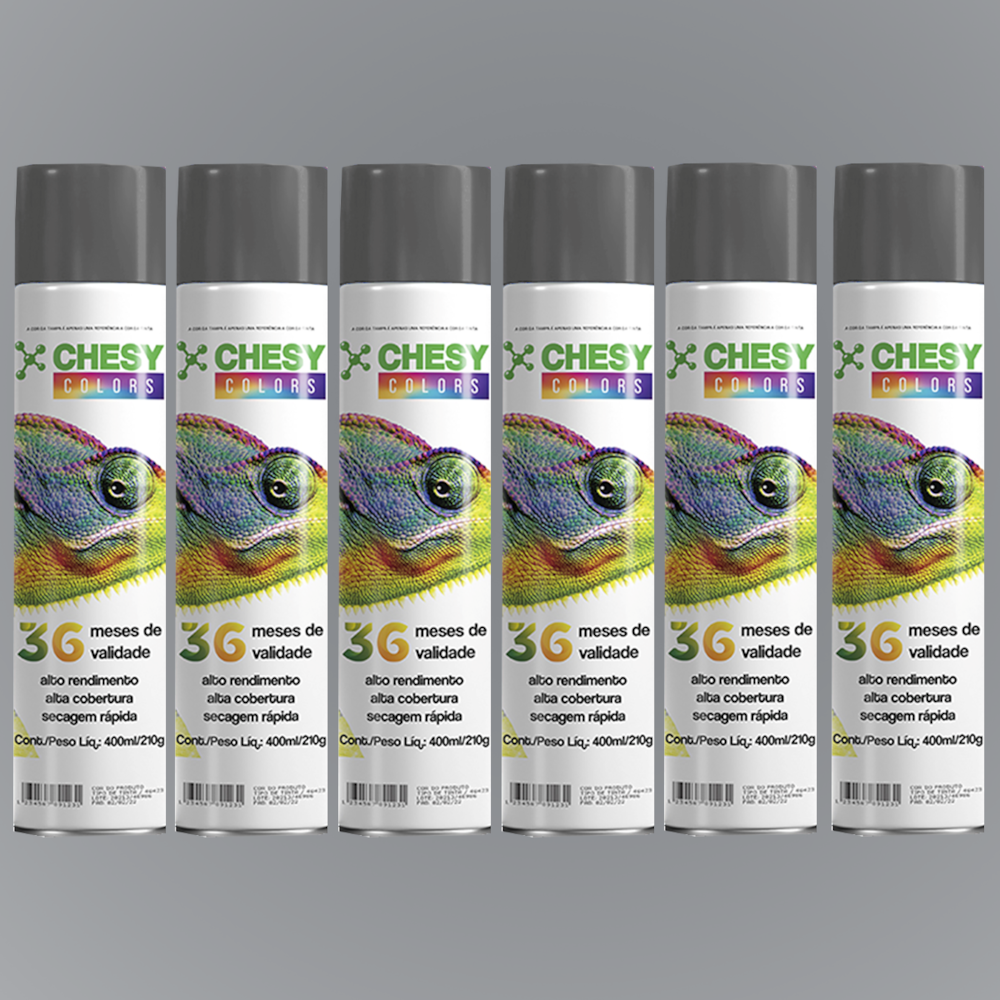 Kit 6 Latas de Tinta Spray Metalico Aluminio 400ml Chesy