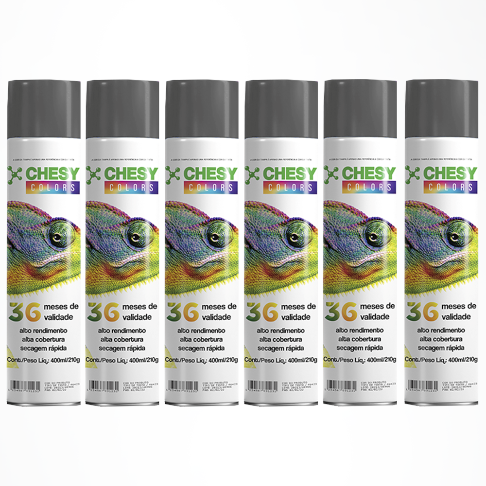 Kit 6 Latas de Tinta Spray Metalico Aluminio 400ml Chesy