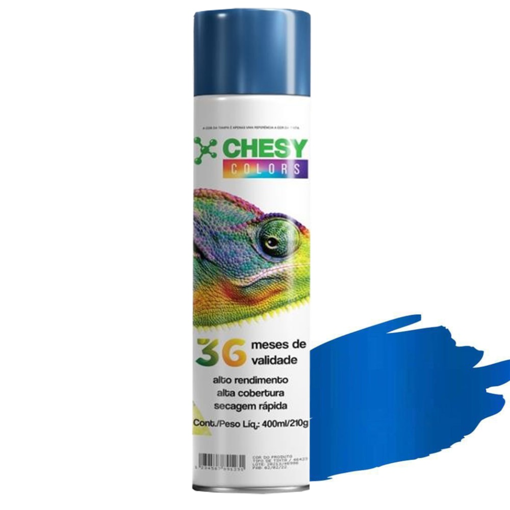 Kit 6 Latas de Tinta Spray Metalico Azul 400ml Chesy