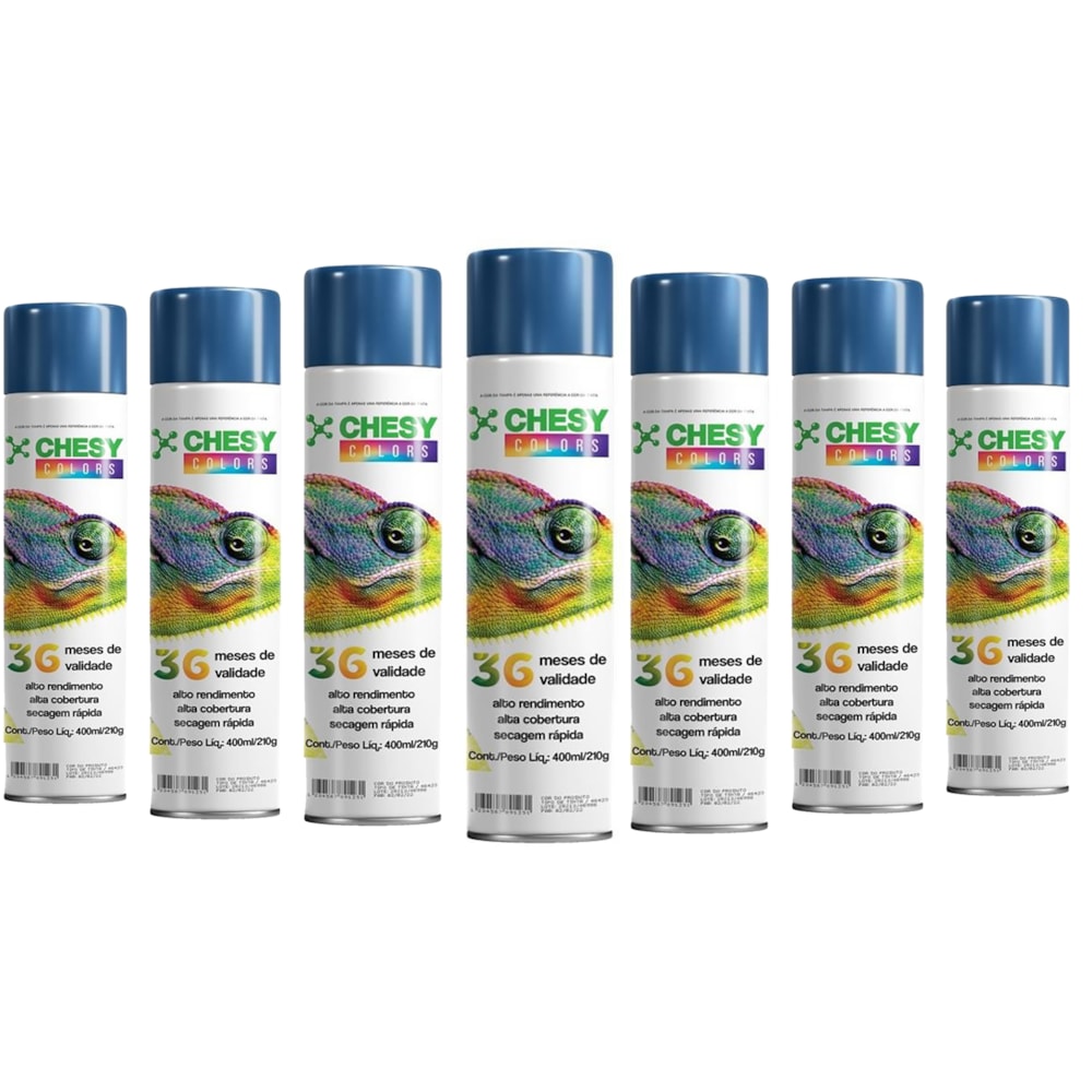 Kit 6 Latas de Tinta Spray Metalico Azul 400ml Chesy