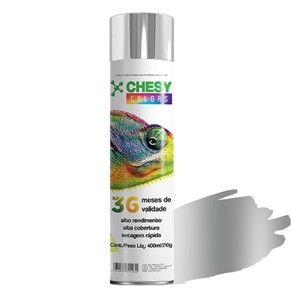 Kit 6 Latas de Tinta Spray Metalico Cromado 400ml Chesy