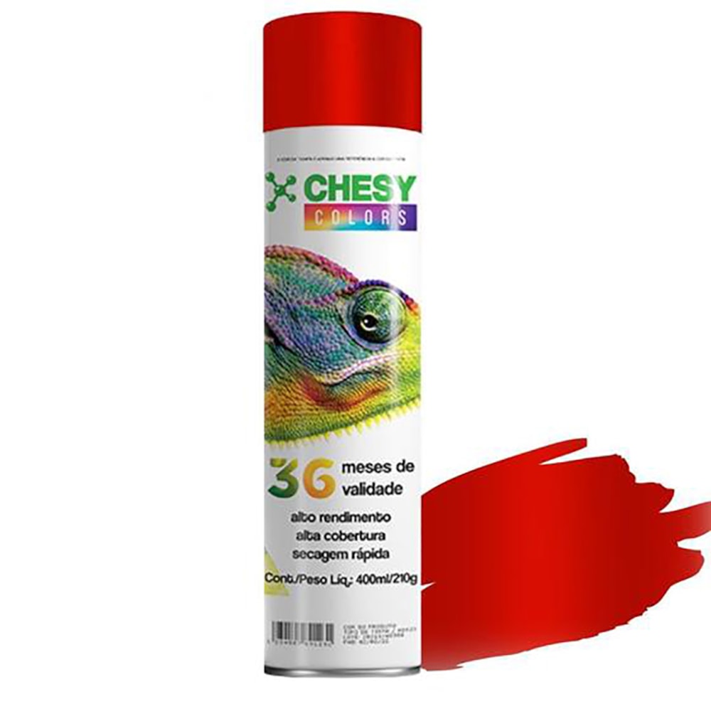 Kit 6 Latas de Tinta Spray Metalico Vermelho 400ml Chesy