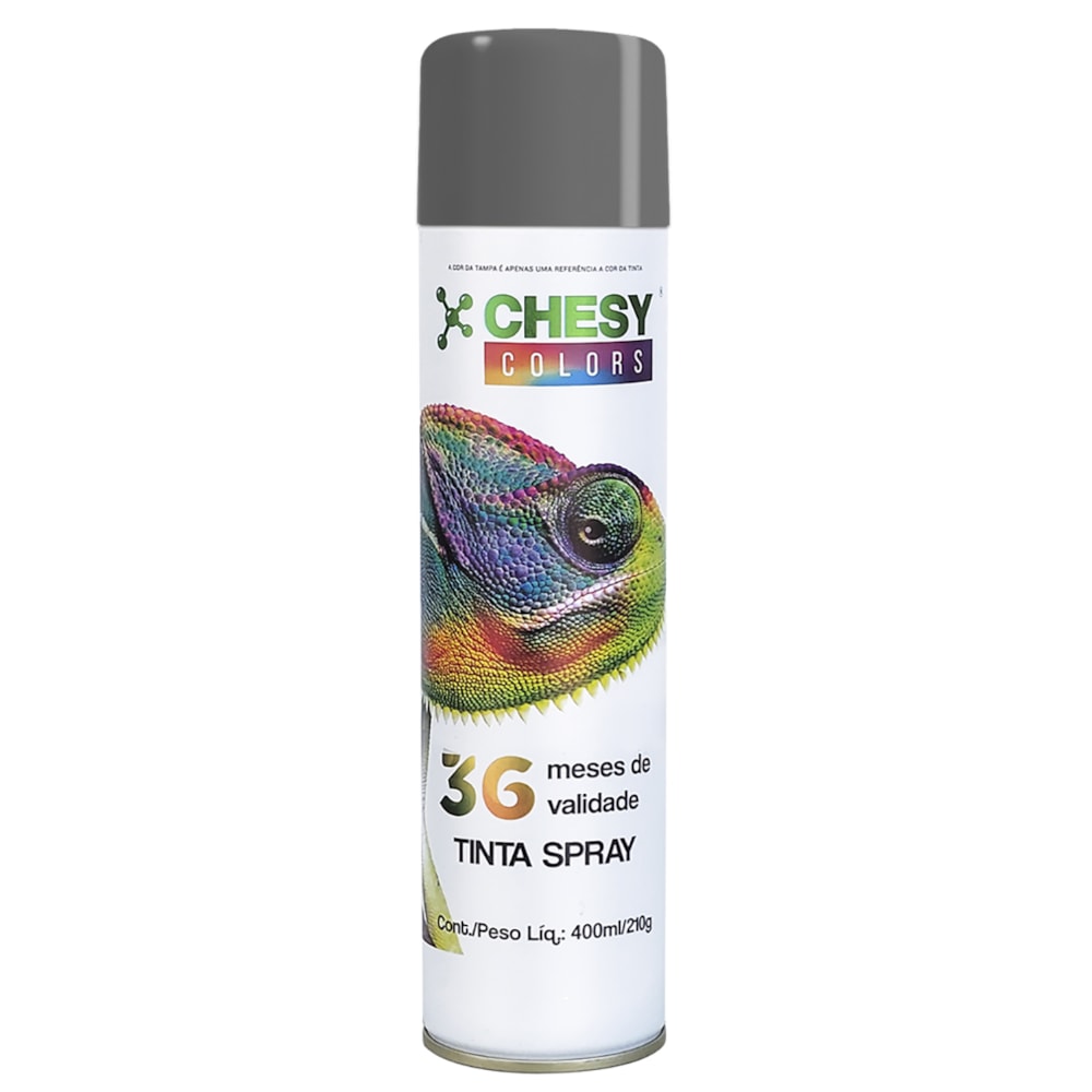 Kit 6 Latas de Tinta Spray Uso Geral Cinza Médio 400ml Chesy