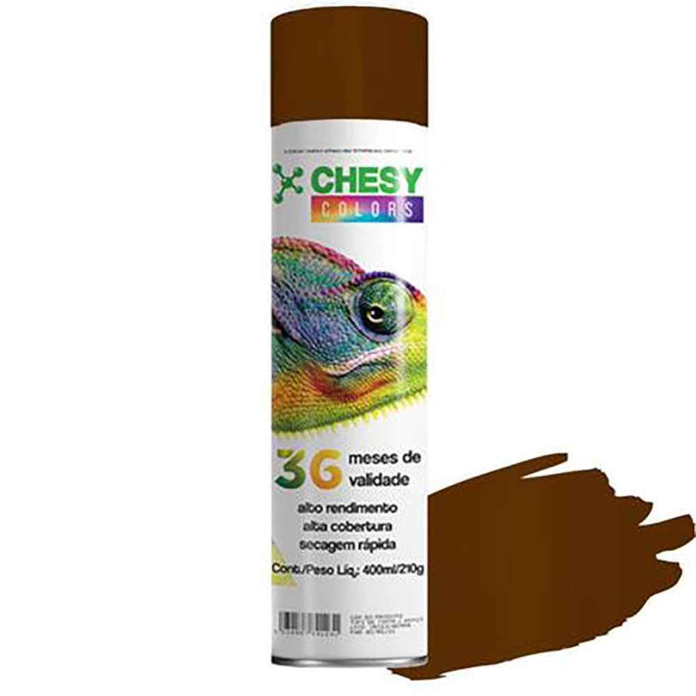 Kit 6 Latas de Tinta Spray Uso Geral Marrom 400ml Chesy