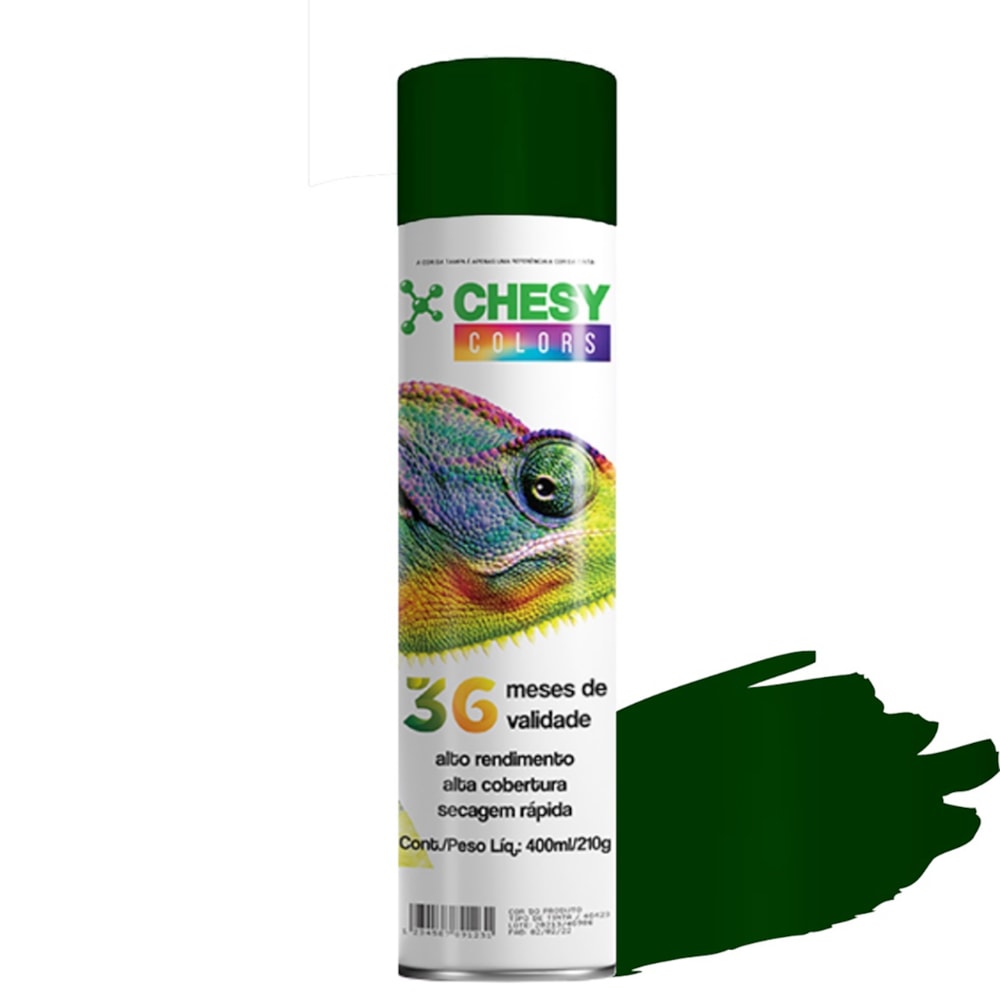 Kit 6 Latas de Tinta Spray Uso Geral Verde Escuro 400ml Chesy