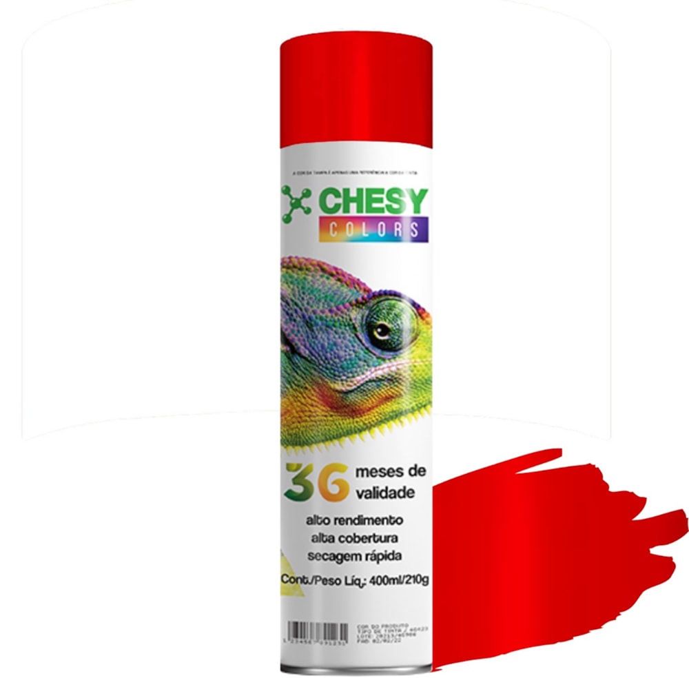 Kit 6 Latas de Tinta Spray Uso Geral Vermelho Fosco 400ml Chesy