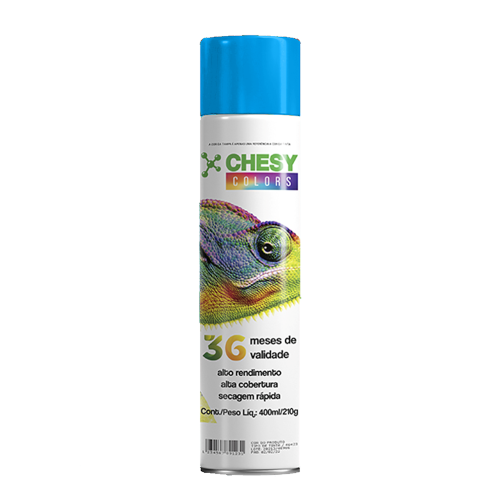 Kit 6 tintas Spray Metalico Azul Claro Lata 400ml Chesy