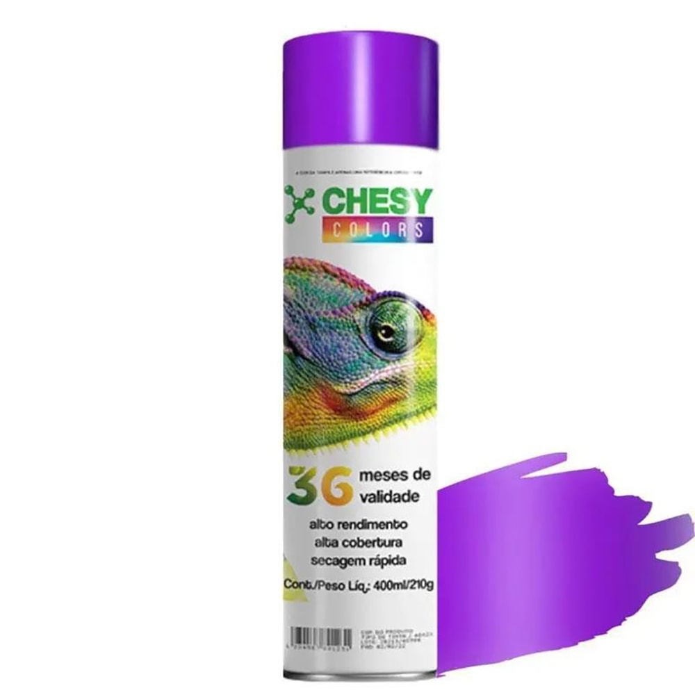 Kit 6 tintas Spray Metalico Violeta Lata 400ml Chesy