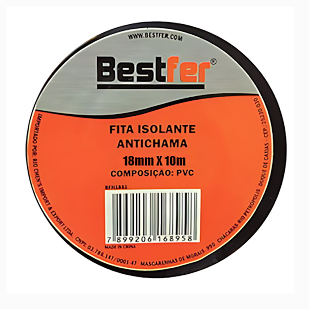 Kit Com 10 Fita Isolante Antichama Preta 10m Bestfer